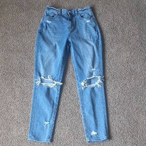 American Eagle Outfitters Distressed Mom Jeans - Light Blue